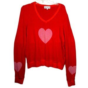 Wildfox Hearts Long Sleeve Pullover Top Sweatshirt Soft Sweater Stretch V Beck S